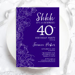 Purple Surprise 40th Birthday Invitation<br><div class="desc">Purple Surprise 40th Birthday Invitation. Minimalist modern feminine design features botanical accents and typography script font. Simple floral invite card perfect for a stylish female surprise bday celebration. Printed Zazzle invitations or instant download digital printable template.</div>