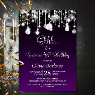 Purple Surprise 40th Birthday Party Invitation