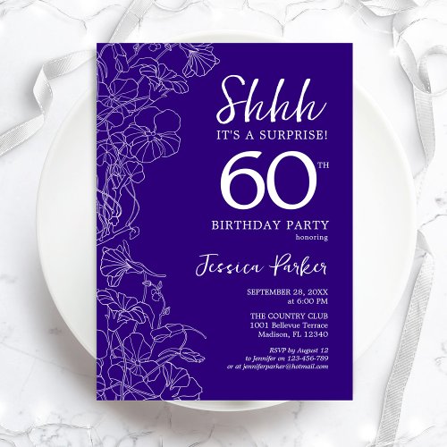 Purple Surprise 60th Birthday Invitation