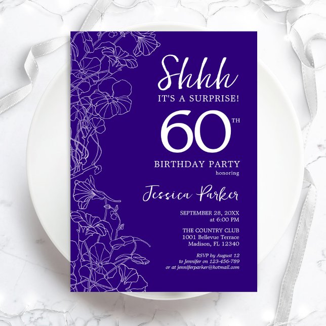 Purple Surprise 60th Birthday Invitation (Creator Uploaded)