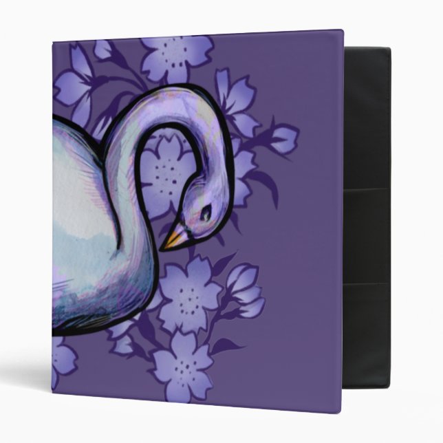 Purple Swan Flower Lake Swans                      3 Ring Binder (Front/Inside)