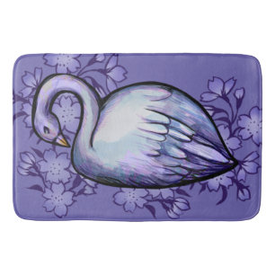 Purple Swan Flower Lake Swans                      Bath Mat