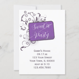 Purple Sweet 16 Birthday Party Invitation