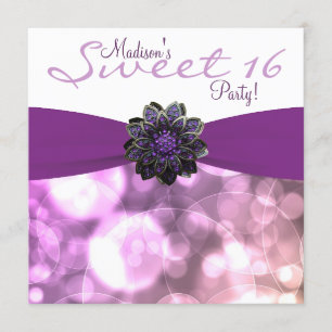 Purple Sweet 16 Birthday Party Invitation