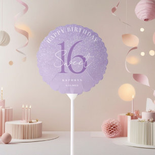Purple Sweet 16 Custom Name Balloon