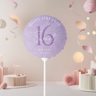 Purple Sweet 16 Custom Name Balloon
