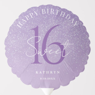 Purple Sweet 16 Custom Name Balloon