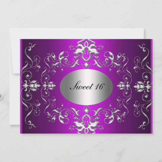 Purple Sweet 16 Elegant Birthday Invitation (Front)