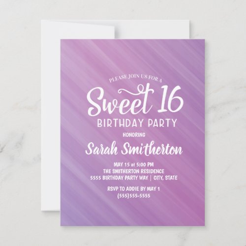 Purple Sweet 16 Invitation