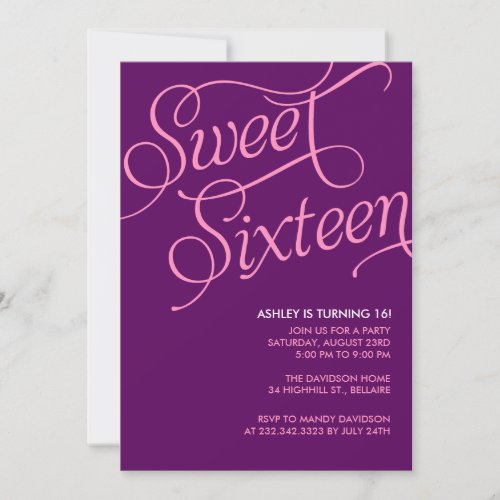 Purple Sweet 16 Invitations