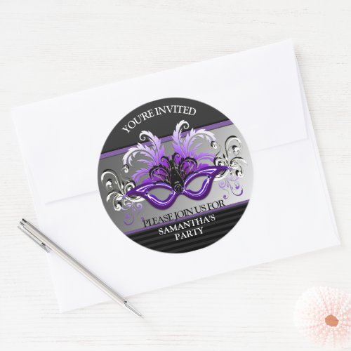 Purple Sweet 16 Masquerade Party Envelope Seal