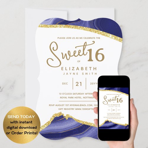 Purple SWEET 16 Modern 16th Birthday Digital Invitation