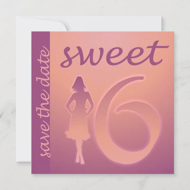 Purple Sweet 16 Save the Date (Front)