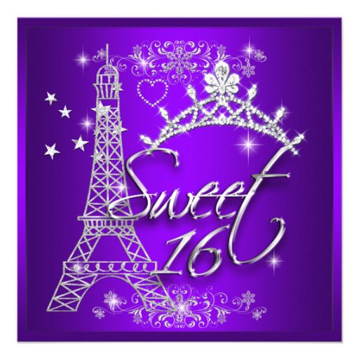 Purple Sweet 16 Invitations 6