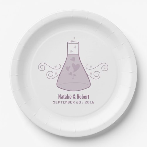 Purple Sweet Chemistry Wedding Paper Plates