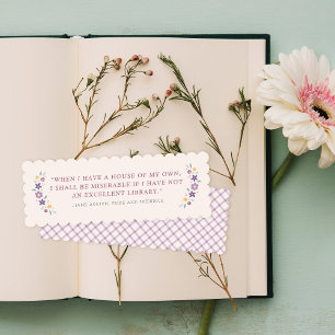 Purple Sweet Floral Jane Austen Quote Bookmark