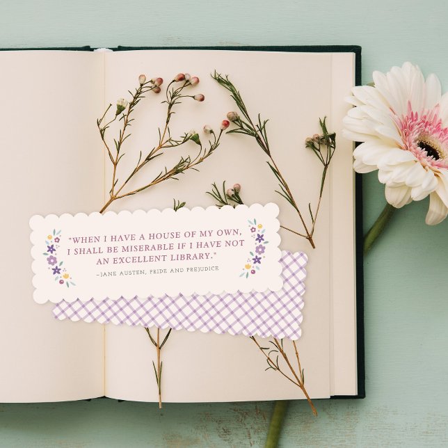 Purple Sweet Floral Jane Austen Quote Bookmark (Creator Uploaded)