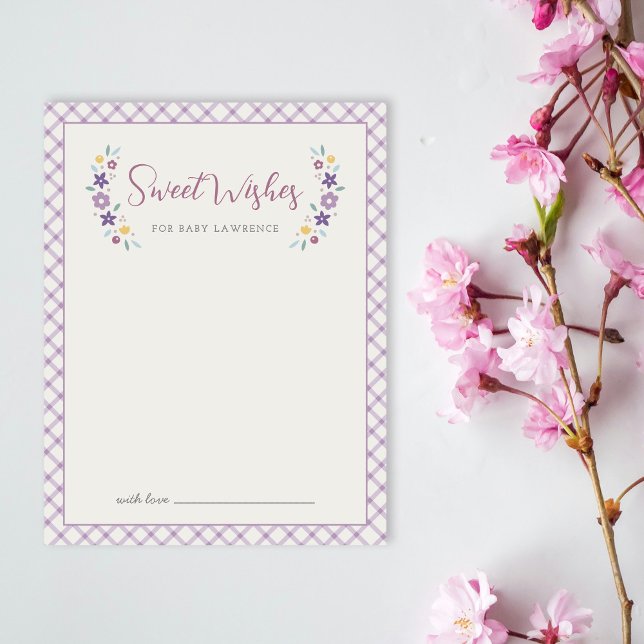 Purple Sweet Floral Wishes For Baby Shower Card  (Creator Uploaded)