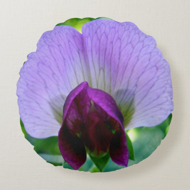 Purple Sweet Pea Flower Pillow (Front)