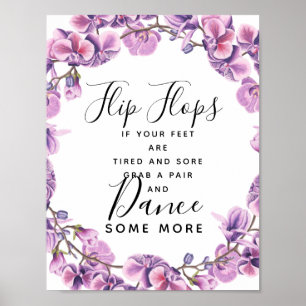 purple sweet pea wedding flip flops wedding sign