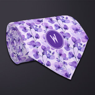 Purple Sweet Peas Floral Neck Tie