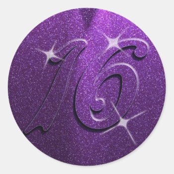 Purple Sweet Sixteen Birthday Party Stickers by youreinvited at Zazzle
