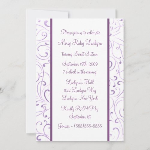 Purple Sweet Sixteen Invitation
