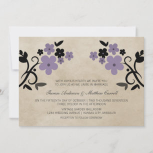 Purple Sweet Vintage Floral Wedding Invite