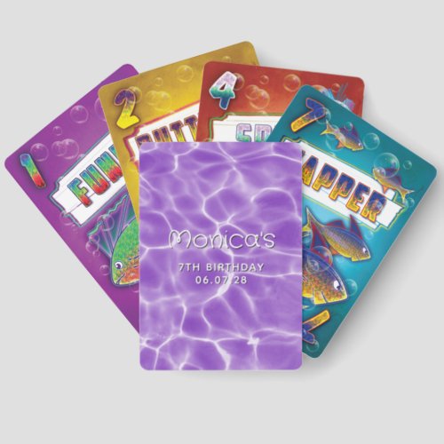 Purple Swimming Pool Girly 7th Birthday Go Fish Cards