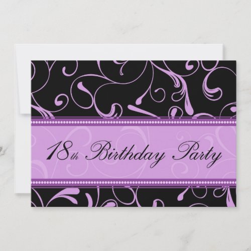 Purple Swirl 18th Birthday Party Invitation Cards