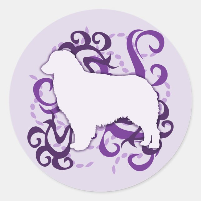 Purple Swirl Australian Shepherd Classic Round Sticker (Front)