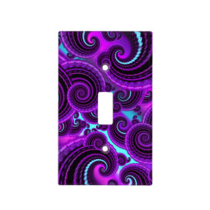 Purple Swirl Fractal Art Pattern Light Switch Cover