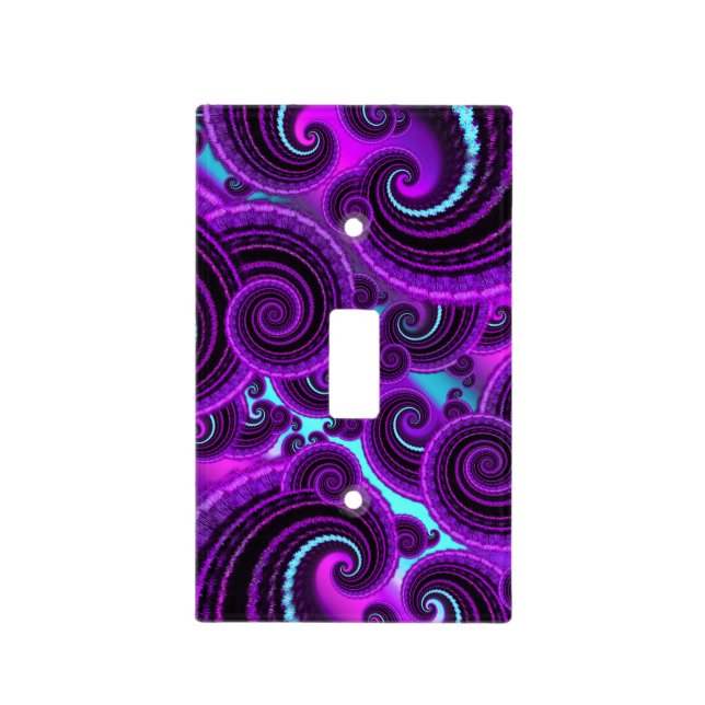 Purple Swirl Fractal Art Pattern Light Switch Cover (Front)