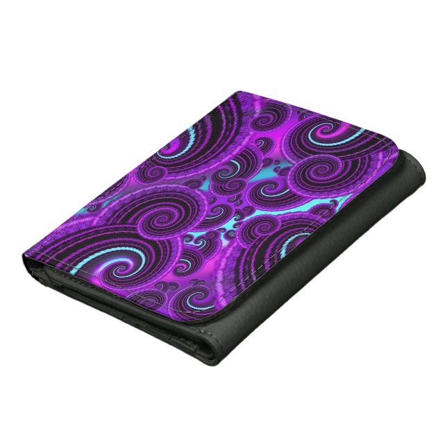 Purple Swirl Fractal Art Pattern Wallet (Bottom)