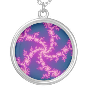 Purple Swirl - Fractal Art Silver Plated Necklace