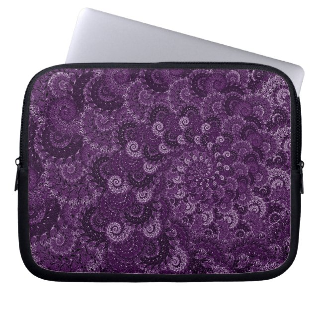 Purple Swirl Fractal Pattern Laptop Sleeve (Front)