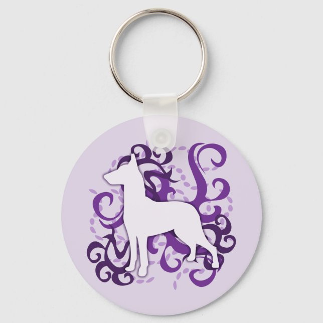 Purple Swirl German Pinscher Keychain (Front)