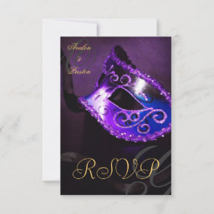 Purple Swirl Masquerade Mask RSVP Invitation