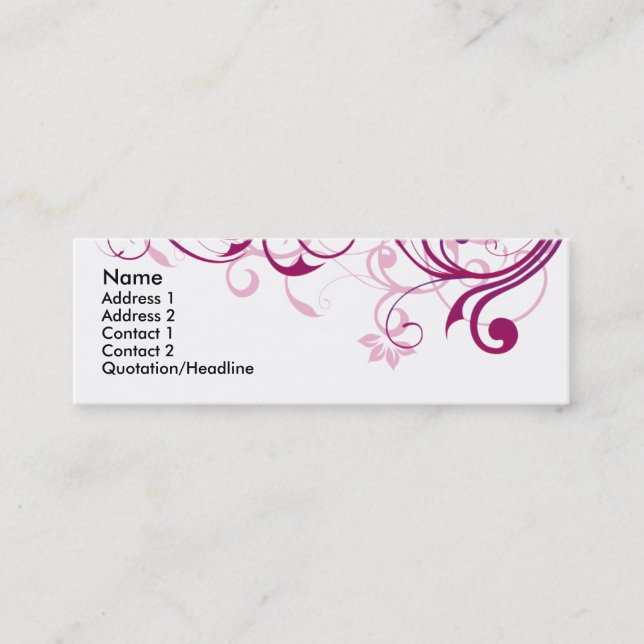 Purple Swirl Mini Business Card (Front)