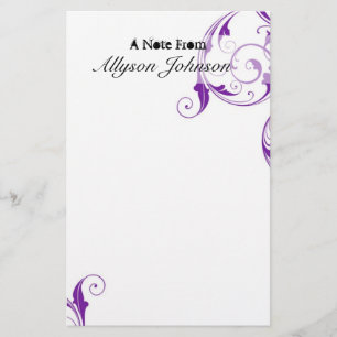 Purple Swirl Personalized Stationary Stationery
