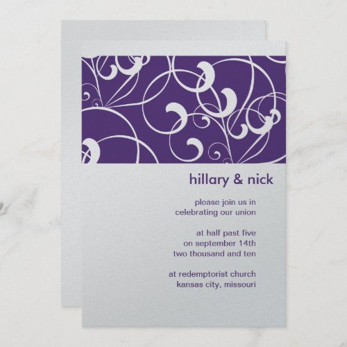 Purple Swirl Wedding Invitation