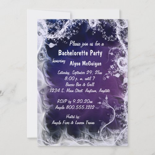 Purple Swirls Bachelorette Party Invitation