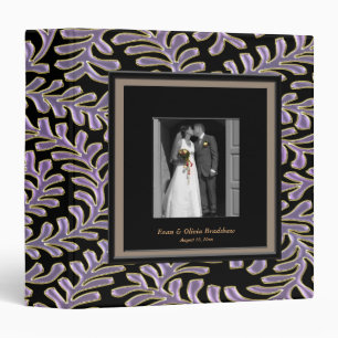 Purple Swirls Black Photo Frame Wedding Albums 3 Ring Binder