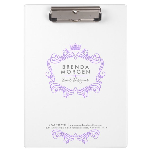 Purple Swirls & Crown Frame Clipboard (Front)