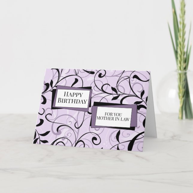 Purple Swirls Mother in Law Birthday Card (Front)