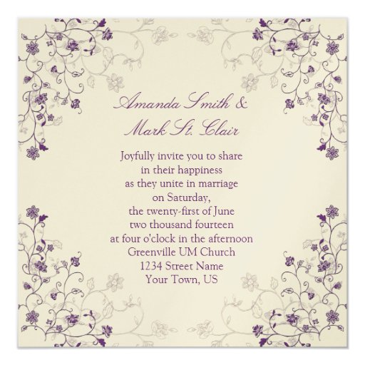 Purple And Cream Wedding Invitations 1