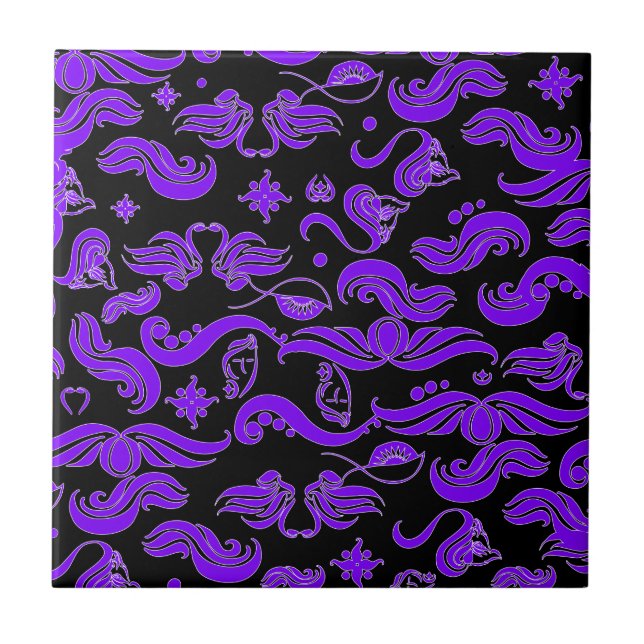 Purple Swirls Pattern Ceramic Tile (Front)