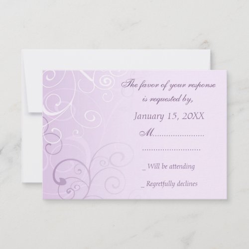 Purple Swirls RSVP Wedding Card