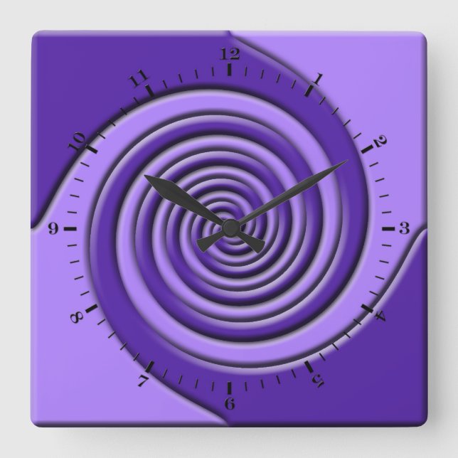 Purple Swirls Square Wall Clock (Front)