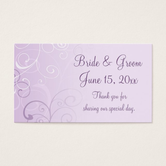 Purple Swirls Wedding Favor Tags (Front)